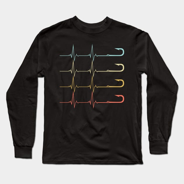 fishing hook heartbeat Long Sleeve T-Shirt by TeeAMS